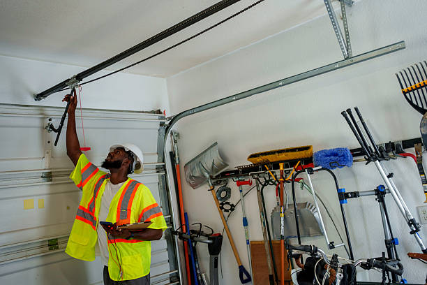 Professional Garage Door Panel Replacement technician working in Rugby, ND